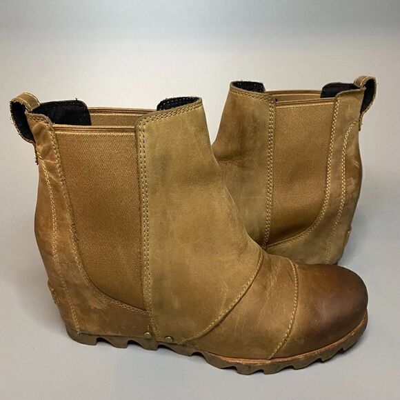 Sorel Lea Wedge Joan of Arctic Wedge Chelsea Elk Curry 5.5 Camel Brown - Picture 1 of 7